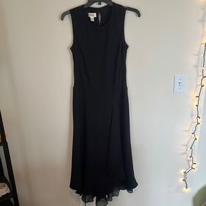 Talbots Floor Length Layered Gathered Black Formal Dress